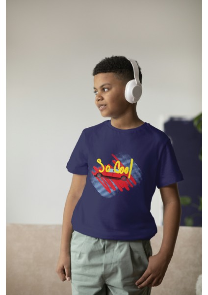 Erkek Çocuk Pamuk So Cool Araba Baskılı Kısa Kol Tshirt