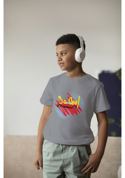 Erkek Çocuk Pamuk So Cool Araba Baskılı Kısa Kol Tshirt