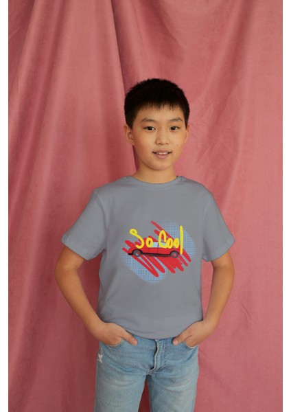 Erkek Çocuk Pamuk So Cool Araba Baskılı Kısa Kol Tshirt modelleri