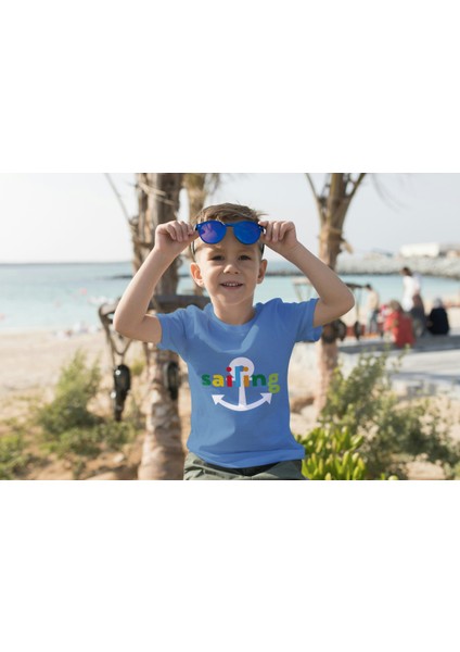 Erkek Çocuk Pamuk Sailing Baskılı Kısa Kol Tshirt