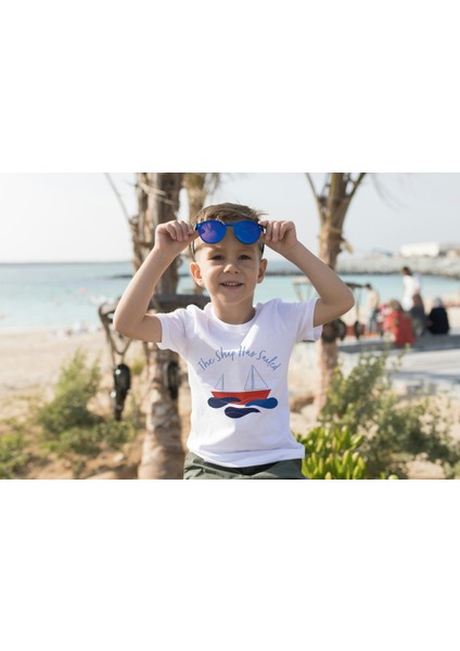 Erkek Çocuk Pamuk The Ship Has Gemi Baskılı Kısa Kol Tshirt