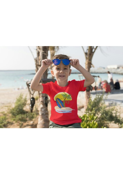 Erkek Çocuk Pamuk Surf Baskılı Kısa Kol Tshirt fiyatları