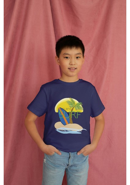 Erkek Çocuk Pamuk Surf Baskılı Kısa Kol Tshirt modelleri