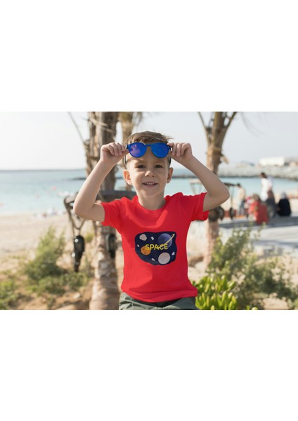 Erkek Çocuk Pamuk Space Baskılı Kısa Kol Tshirt fiyatları