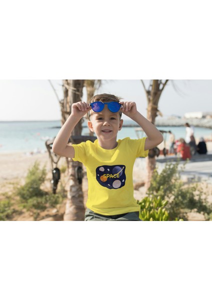 Erkek Çocuk Pamuk Space Baskılı Kısa Kol Tshirt fiyatları