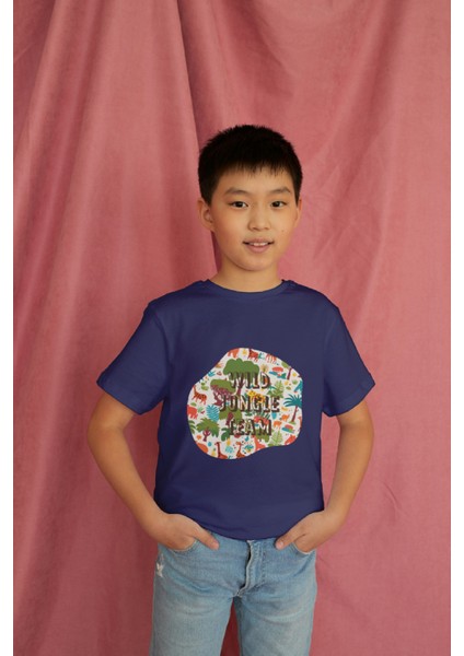 Erkek Çocuk Pamuk Jungle Baskılı Kısa Kol Tshirt modelleri