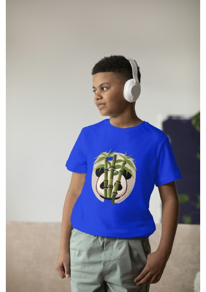 Erkek Çocuk Pamuk Panda Baskılı Kısa Kol Tshirt