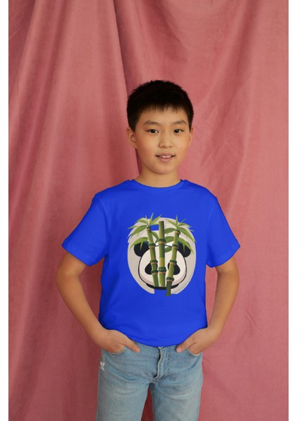 Erkek Çocuk Pamuk Panda Baskılı Kısa Kol Tshirt modelleri
