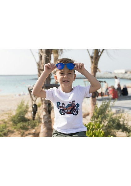 Erkek Çocuk Pamuk Racer Motorsiklet Baskılı Kısa Kol Tshirt fiyatları