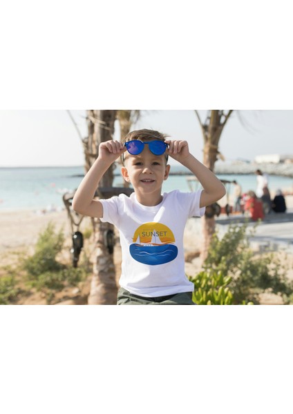 Erkek Çocuk Pamuk Sunset Baskılı Kısa Kol Tshirt fiyatları