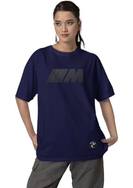 Bmw Logolu ve M Baskılı Unisex Oversize Pamuklu T-Shirt