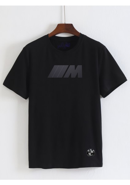 Bmw Logolu ve M Baskılı Unisex Oversize Pamuklu T-Shirt