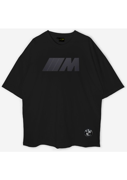 Bmw Logolu ve M Baskılı Unisex Oversize Pamuklu T-Shirt