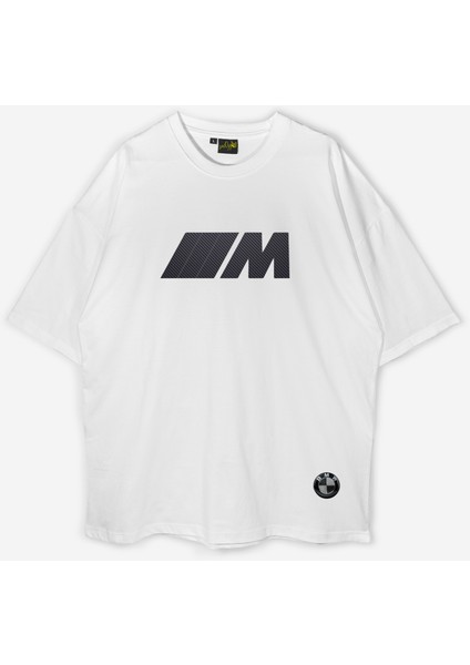 Bmw Logolu ve M Baskılı Unisex Oversize Pamuklu T-Shirt
