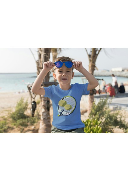 Erkek Çocuk Pamuk Tenis Raket Baskılı Kısa Kol Tshirt fiyatları