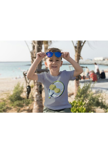 Erkek Çocuk Pamuk Tenis Raket Baskılı Kısa Kol Tshirt fiyatları