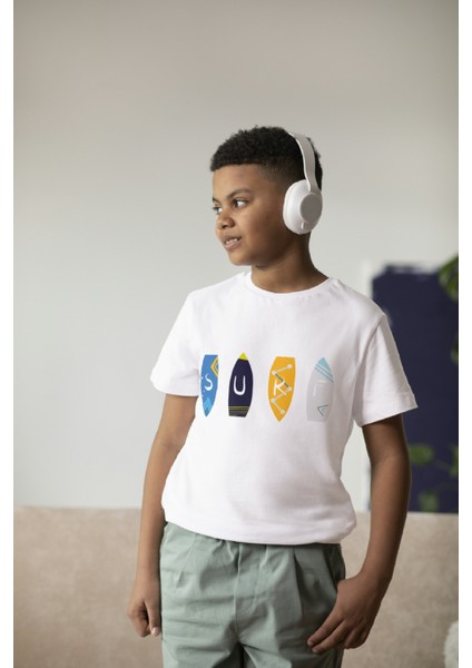 Erkek Çocuk Pamuk Surf Yazılı Baskılı Kısa Kol Tshirt