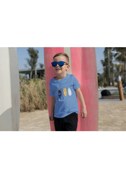 Erkek Çocuk Pamuk Surf Yazılı Baskılı Kısa Kol Tshirt