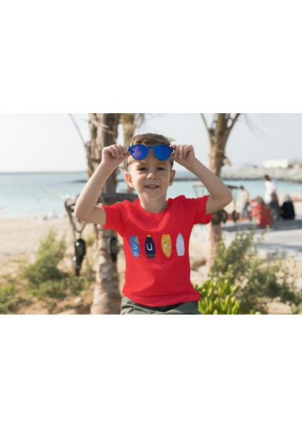 Erkek Çocuk Pamuk Surf Yazılı Baskılı Kısa Kol Tshirt fiyatları