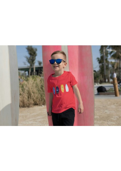 Erkek Çocuk Pamuk Surf Yazılı Baskılı Kısa Kol Tshirt modelleri