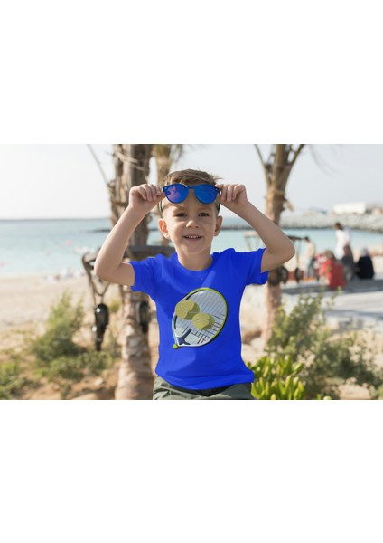 Erkek Çocuk Pamuk Tenis Raket Baskılı Kısa Kol Tshirt fiyatları