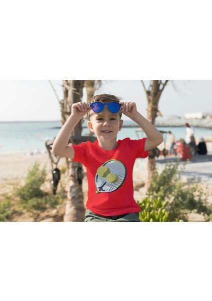 Erkek Çocuk Pamuk Tenis Raket Baskılı Kısa Kol Tshirt fiyatları