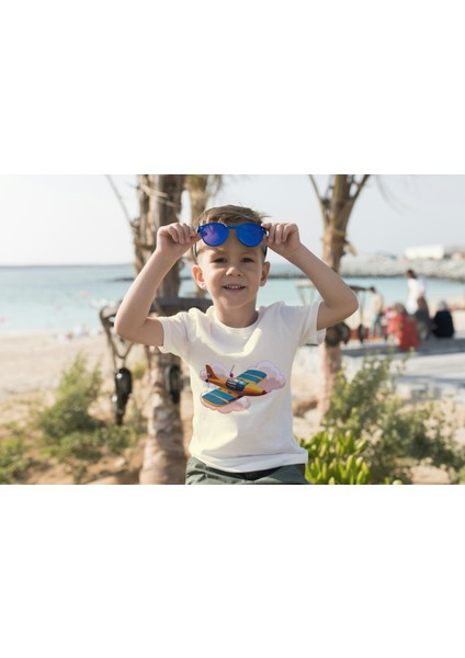Erkek Çocuk Pamuk Uçak Baskılı Kısa Kol Tshirt fiyatları