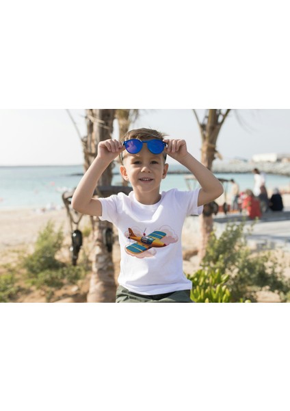 Erkek Çocuk Pamuk Uçak Baskılı Kısa Kol Tshirt fiyatları