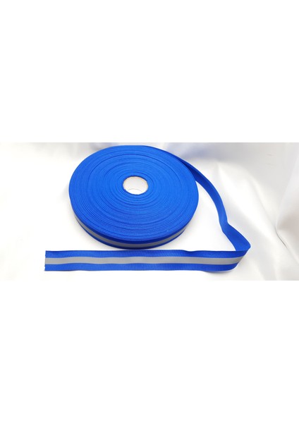 3,0 cm Genişliğinde 5 Metre Uzunluğunda Dikilebilen Saks Mavi Fosforlu Polyester Reflektör Şerit