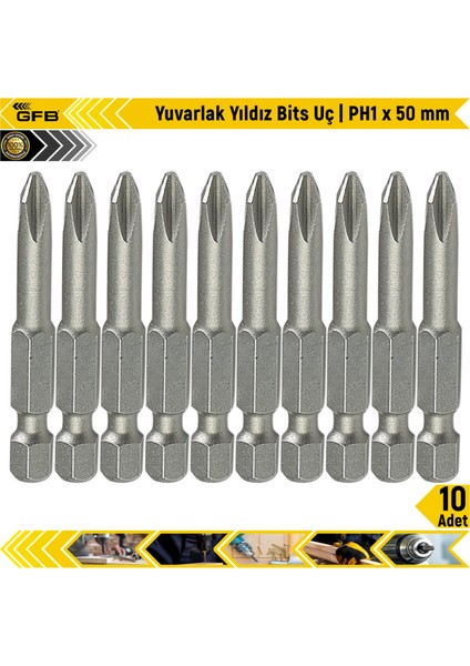 Yuvarlak Yıldız Bits Uç I Ph1 x 50 mm 10 Adet