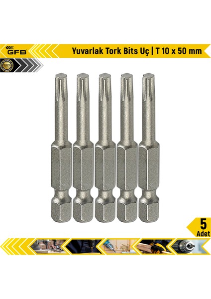 Yuvarlak Tork Bits Uç T 10 x 50 mm 5 Adet