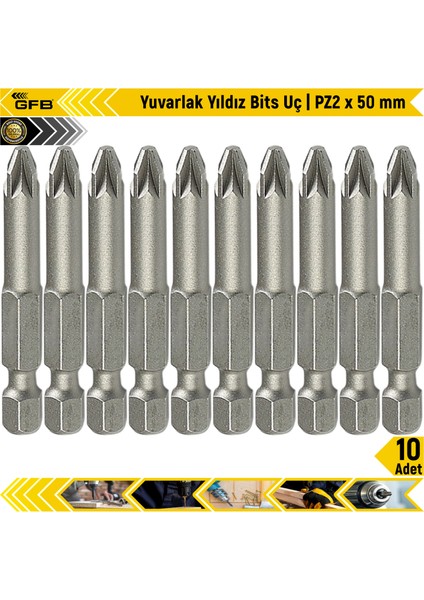 Yuvarlak Yıldız Bits Uç I Pz2 x 50 mm 10 Adet