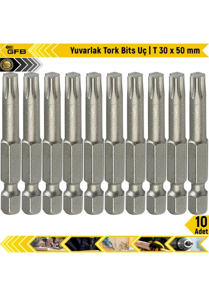 Yuvarlak Tork Bits Uç T 30 x 50 mm 10 Adet