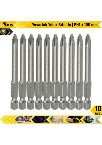 Yuvarlak Yıldız Bits Uç I Ph1 x 100 mm 10 Adet