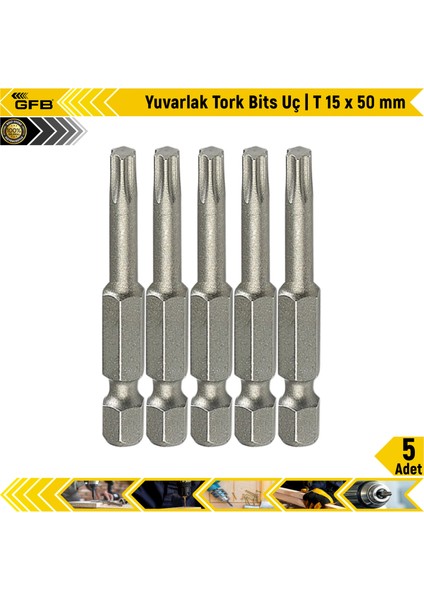 Yuvarlak Tork Bits Uç T 15 x 50 mm 5 Adet