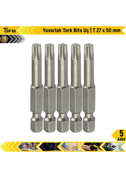 Yuvarlak Tork Bits Uç T 27 x 50 mm 5 Adet