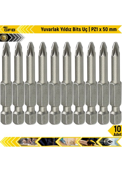 Yuvarlak Yıldız Bits Uç I Pz1 x 50 mm 10 Adet