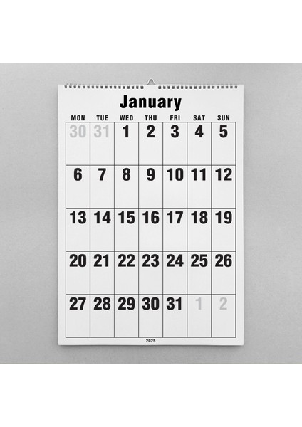 2025 Duvar Takvimi 33 x 48 cm Spiralli Takvim A4 Spiralli Takvim Aylık Planlayıcı Takvim