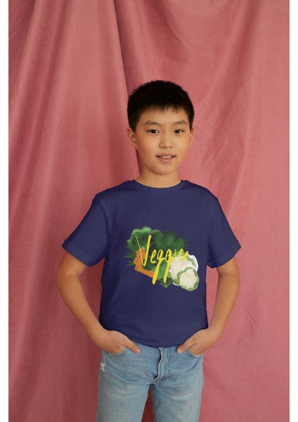 Erkek Çocuk Pamuk Veggie Baskılı Kısa Kol Tshirt modelleri