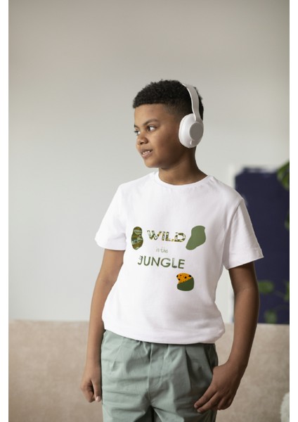 Erkek Çocuk Pamuk Wild Jungle Baskılı Kısa Kol Tshirt
