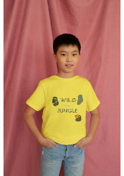 Erkek Çocuk Pamuk Wild Jungle Baskılı Kısa Kol Tshirt modelleri