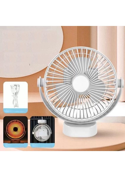 Gece Işığı Moduna Sahip Yeni Duvara Asmalı Çok Fonksiyonlu Fan 360° Şarj Edilebilir USB Fan