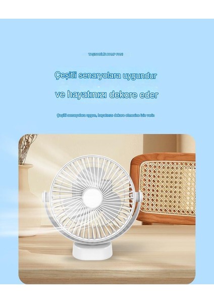 Gece Işığı Moduna Sahip Yeni Duvara Asmalı Çok Fonksiyonlu Fan 360° Şarj Edilebilir USB Fan