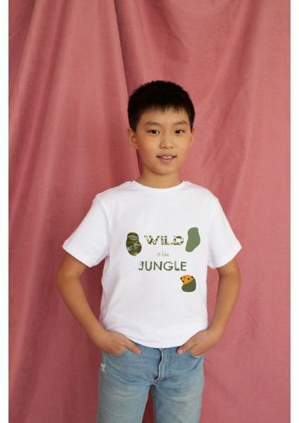 Erkek Çocuk Pamuk Wild Jungle Baskılı Kısa Kol Tshirt