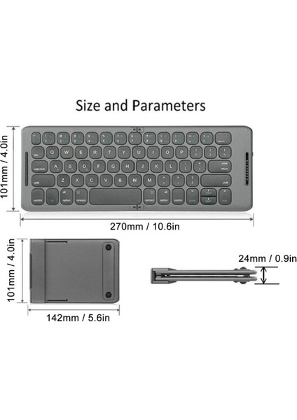 Osmart Tab X10 10.1" Uyumlu Kablosuz Bluetooth Şarj Edilebilir Katlanabilir Taşınabilir Klavye
