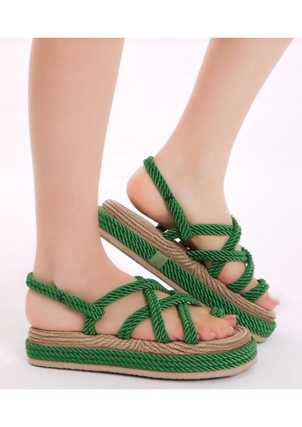 Halat Sandalet Yeşil Yüksek Taban fiyatları