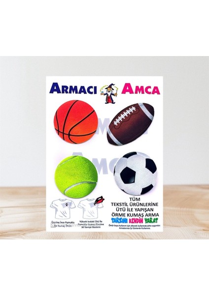 Ütü Ile Yapışan 4 Adet Örme Kumaş Arma Yırtık Kapatıcı Pratik Yama Tekstil Patch Futbol Baketbol Amerikan Futbolu Tenis Topu