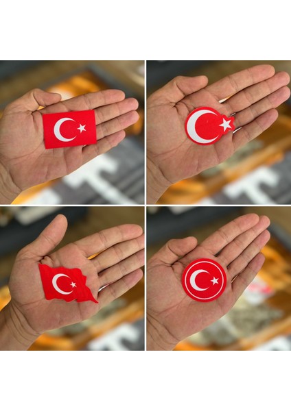 Armacı Amca Ütü Ile Yapışan 4 Adet Örme Kumaş Arma Yırtık Kapatıcı Pratik Yama Tekstil Patch Kırmızı Ay Yıldız Hilal Şanlı Al Türk Bayrağı Türkiye