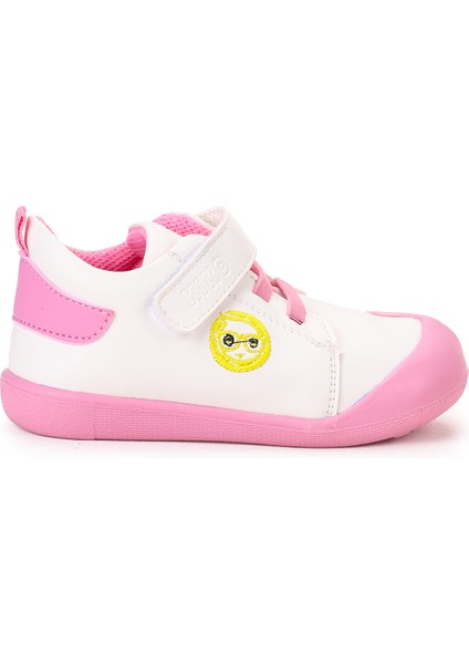 Smile Cırtlı Kız Bebek Ilk Adım Panduf Ayakkabı Pembe