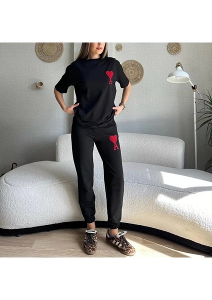 Unisex Paçası Lastikli Eşofman Altlı Takım - Siyah modelleri